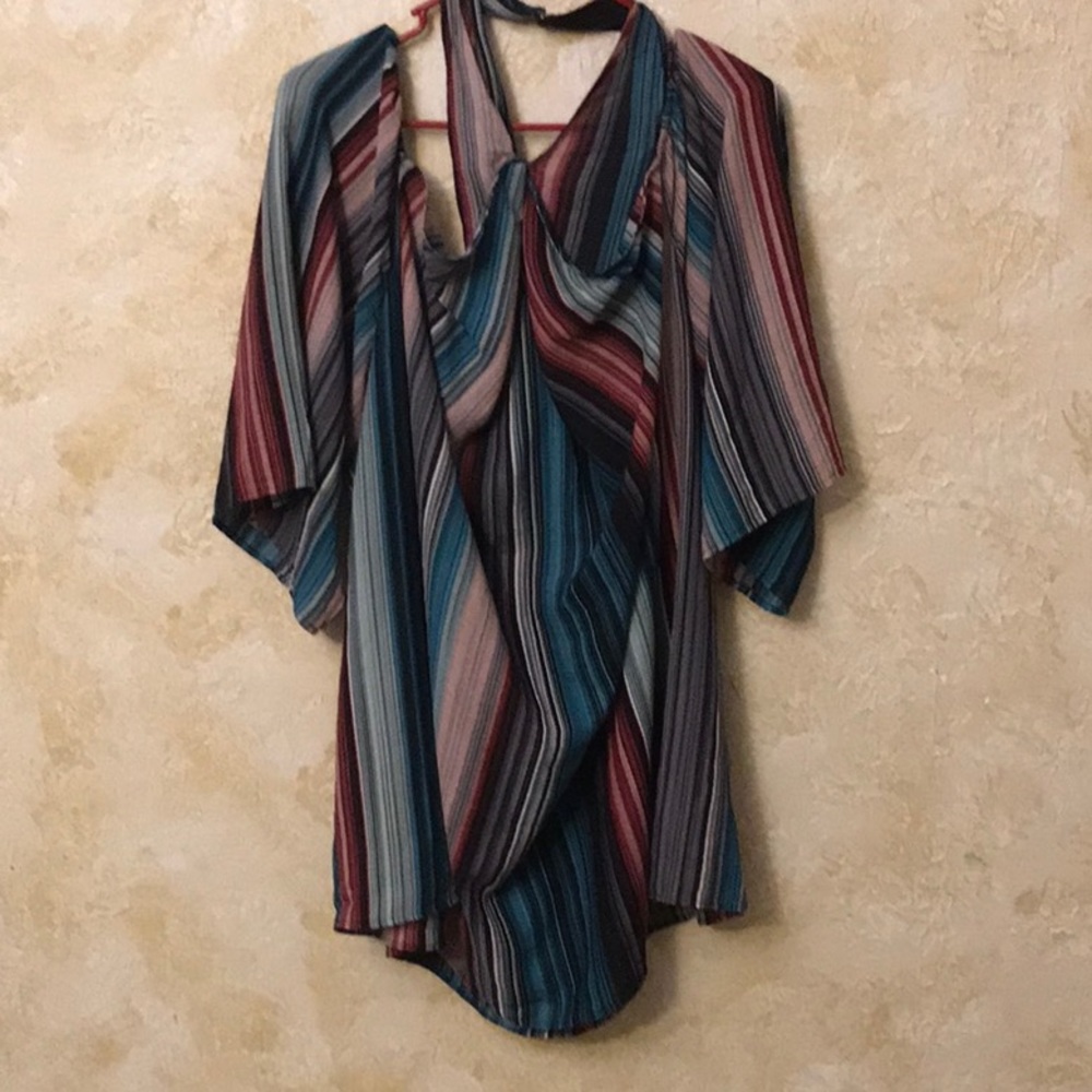 Plus size multi color striped blouse